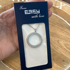 EFFY floating charm magnetic locking pendant necklace NEW silvertone long chain